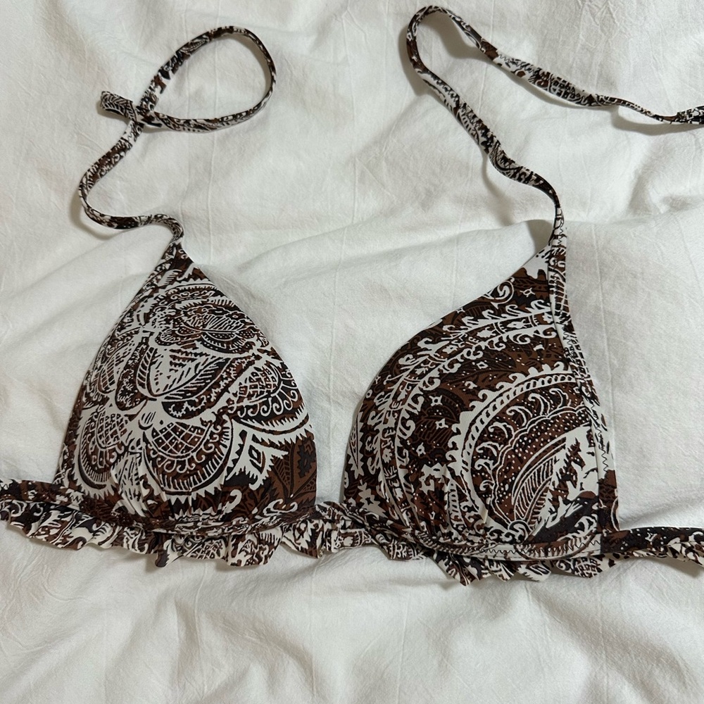 Brown Paisley Bikini Top